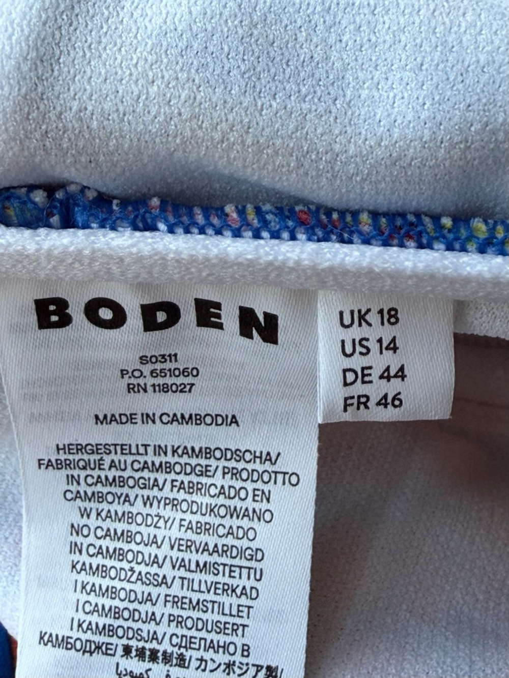 Boden Swim Women’s sz 14 LARGE swimwear tropical flowers blue pink tie Beach - Picture 11 of 11
